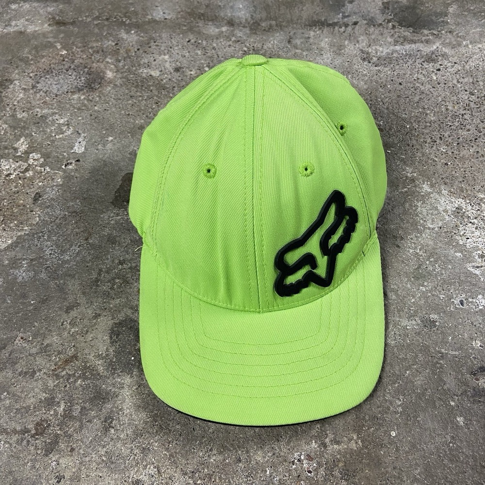 Fox Cap Youth One Size Green  Motor sports Embroidered Logo Flex Fit Hat